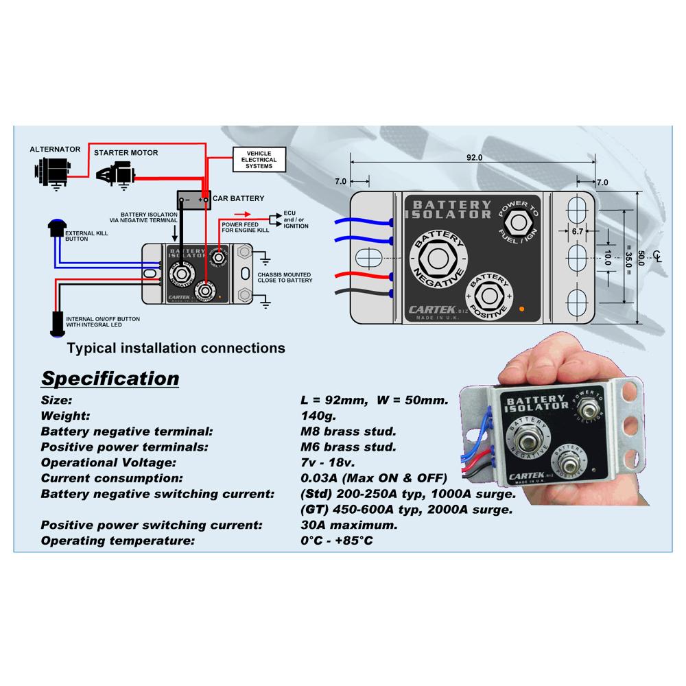 Cartek GTソリッドステートバッテリーアイソレータキット