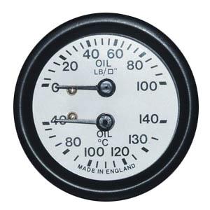 Mocal 52ミリメートルデュアル油圧と油温計ホワイト