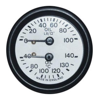 Mocal 52ミリメートルデュアル油圧と油温計ホワイト