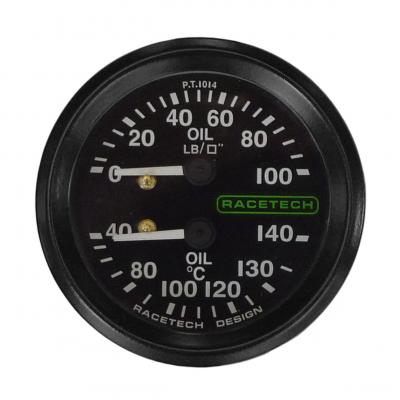 Racetech油圧/オイル温度デュアルゲージ12フィートキャピラリ